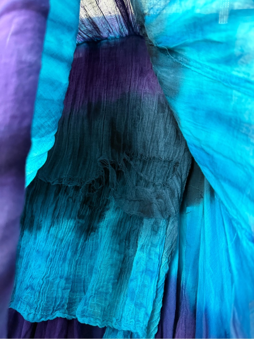 vintage TieDye foldover Crinkle Handkerchief Hem Hippie Fairycore Skirt - Picture 7 of 7
